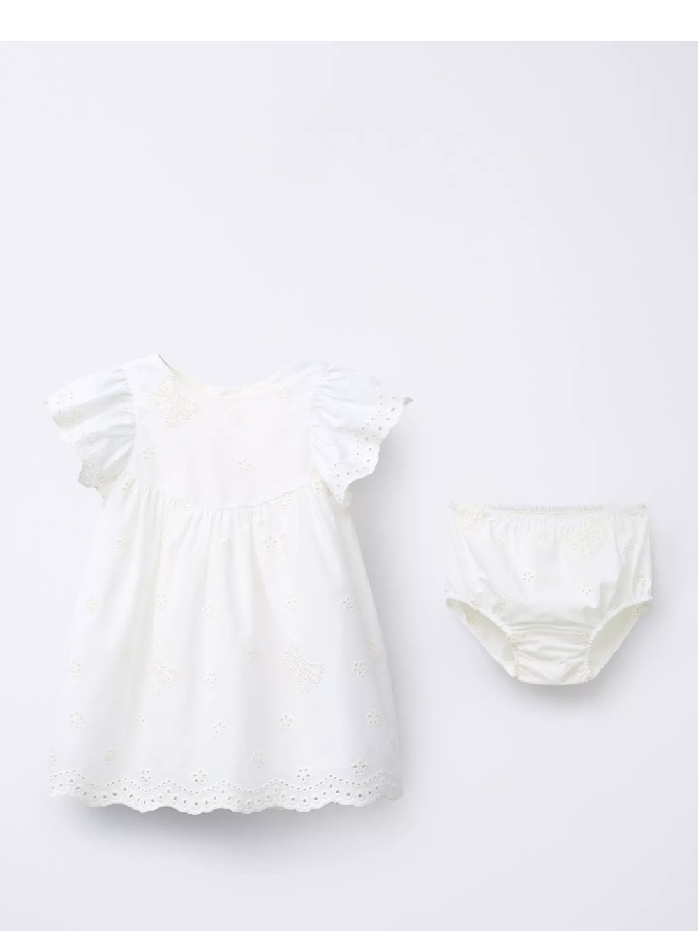 Zara White Eyelet Baby Dress with Bloomers